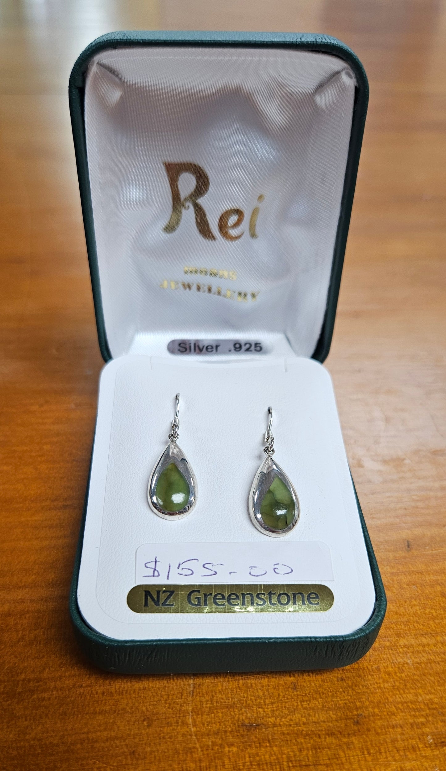 Greenstone And Sterling Silver Droplet Earrings