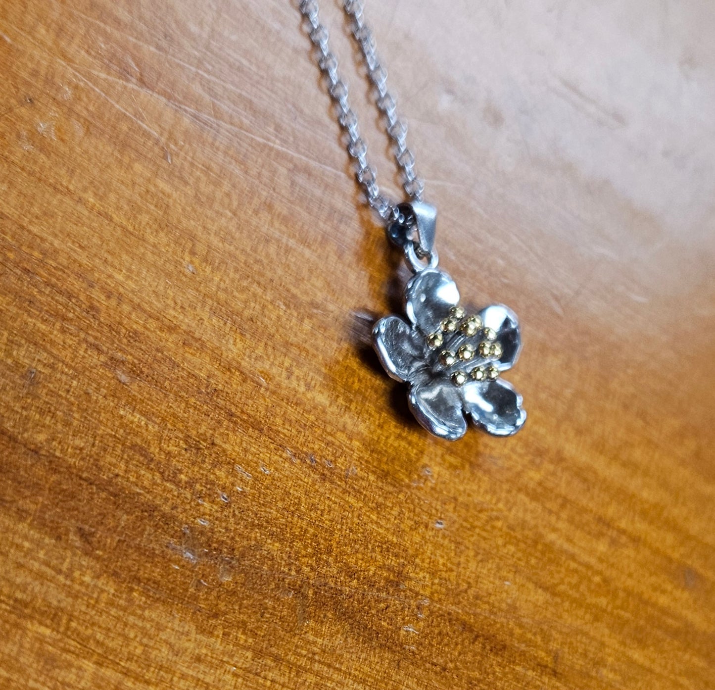 Manuka Flower Pendant And Chain Sterling Silver