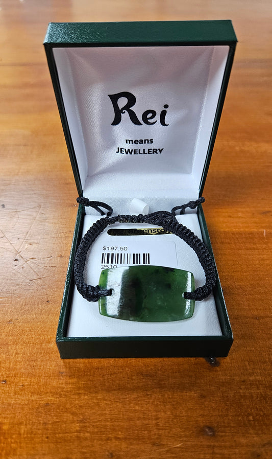 Greenstone And Cord Bracelet