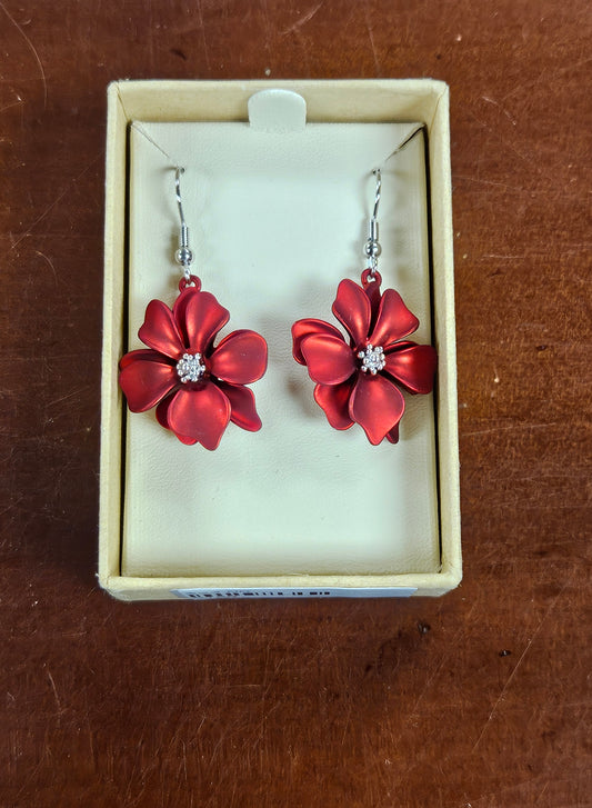 Poppy Flower Hook Earrings