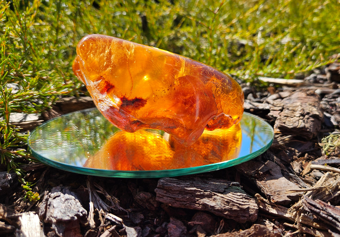 Polished Kauri Gum, Light coloured triangular shape