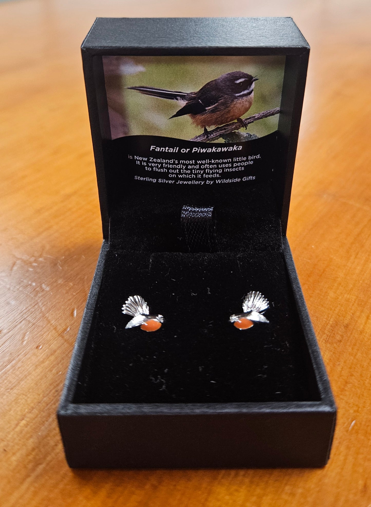 Fantail / Piwakawaka Sterling Silver Stud Earrings