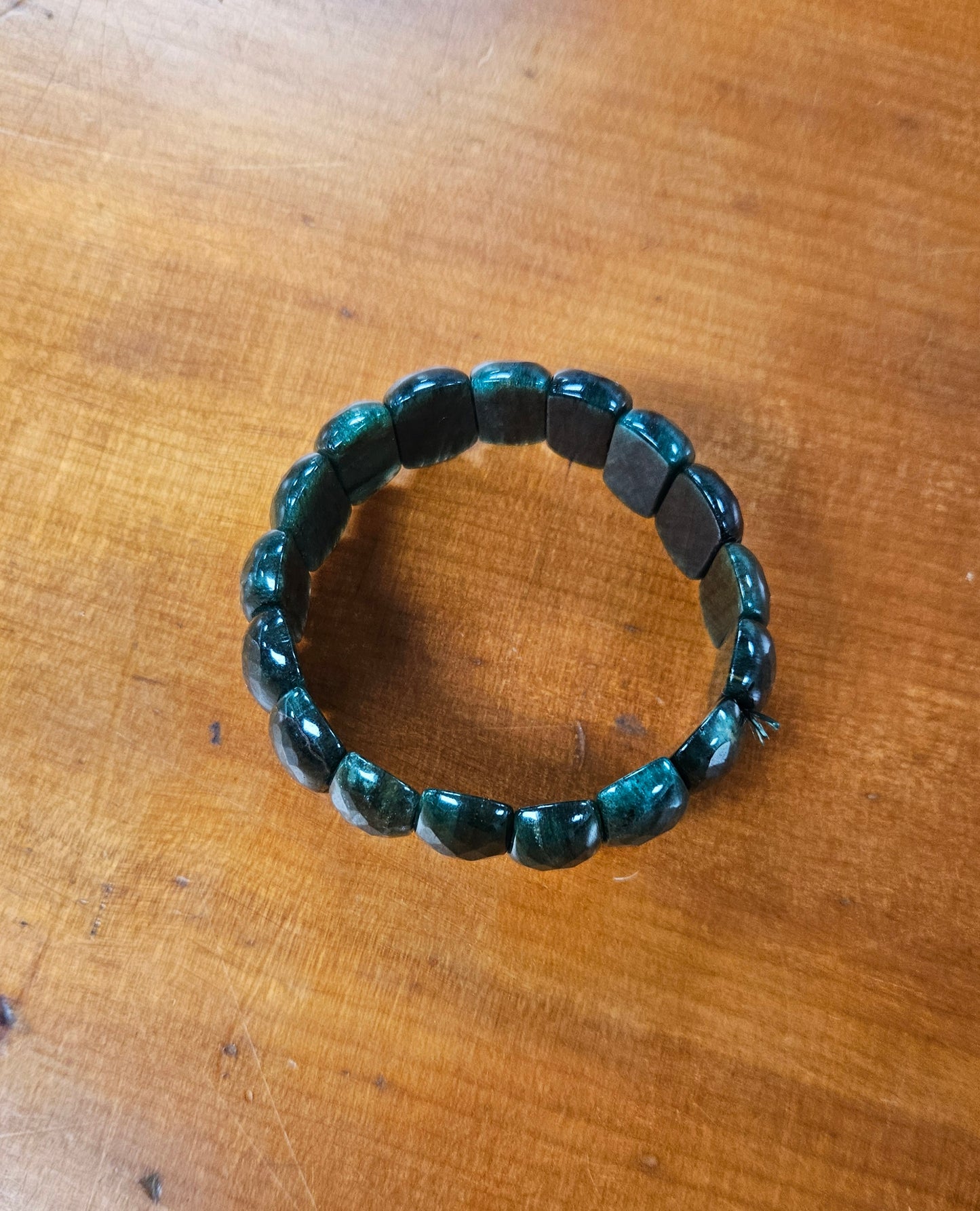 Greenstone Beaded Stretch Bracelet