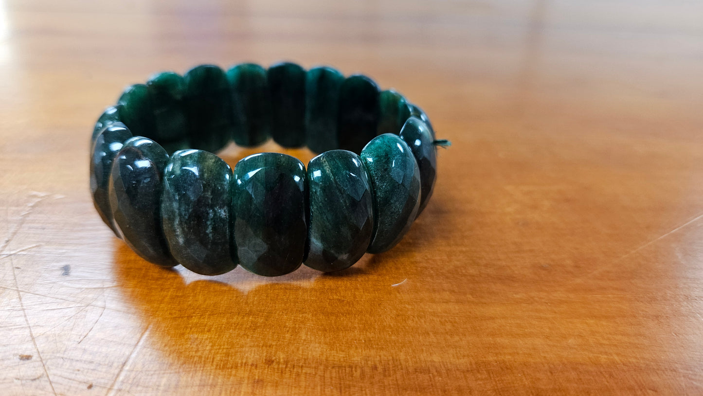 Greenstone Beaded Stretch Bracelet