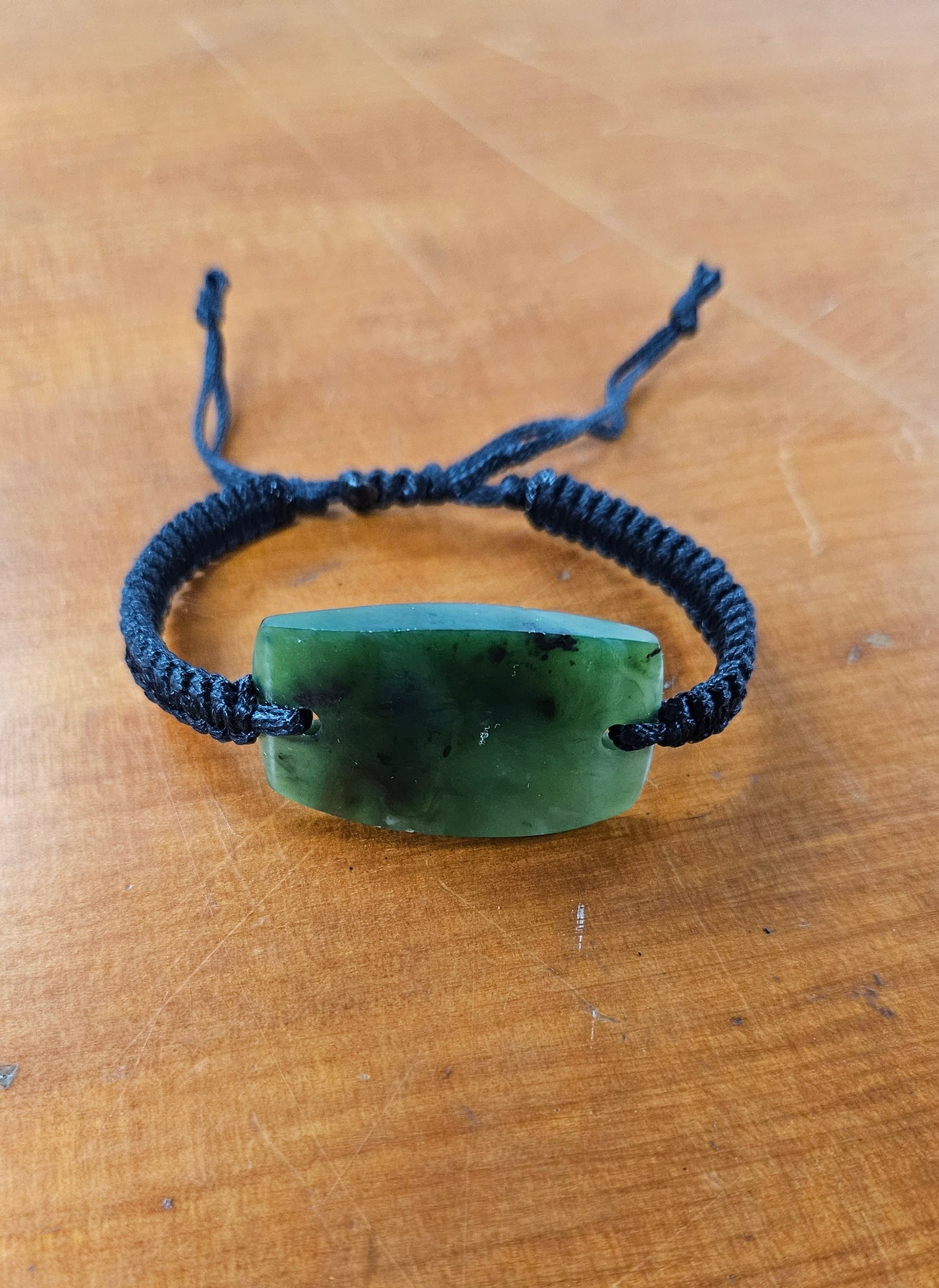 Greenstone And Cord Bracelet