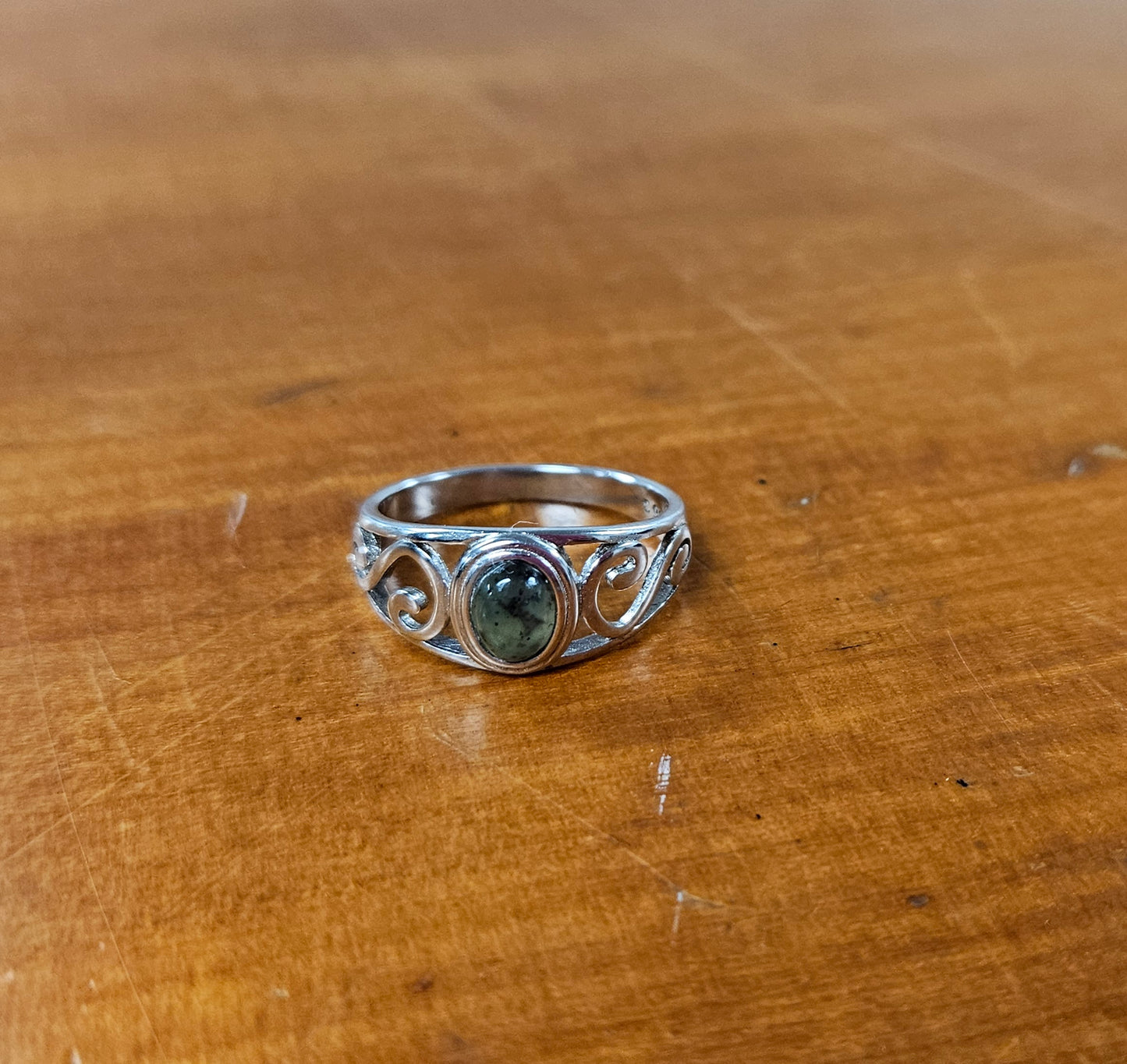 Sterling Silver And Greenstone Ring