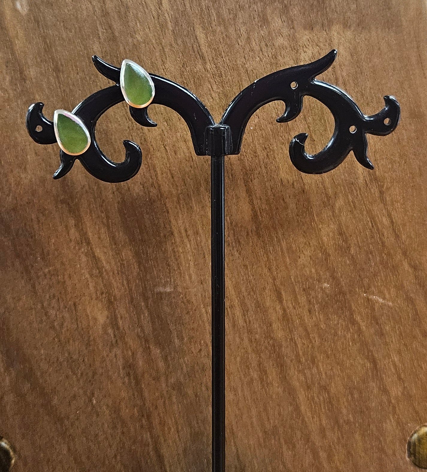 Greenstone And Sterling Silver Stud Earrings