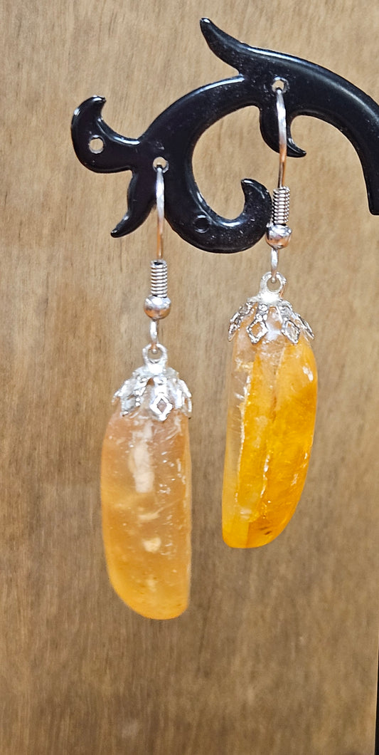 Kauri Gum Earrings.. Long Oval