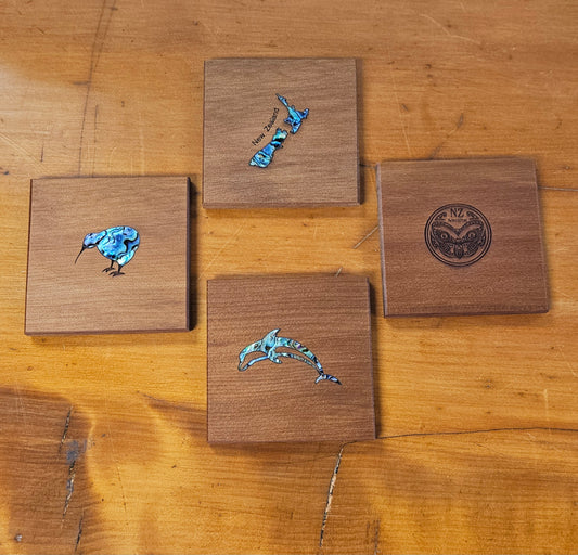 Kauri Coasters With Paua Or Engraving